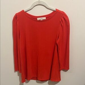 LOFT Red-Orange 7/8 sleeve top